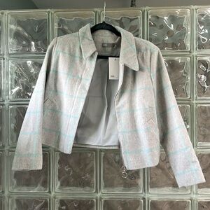 ASOS Gray & Mint Green Plaid Jacket Size 8